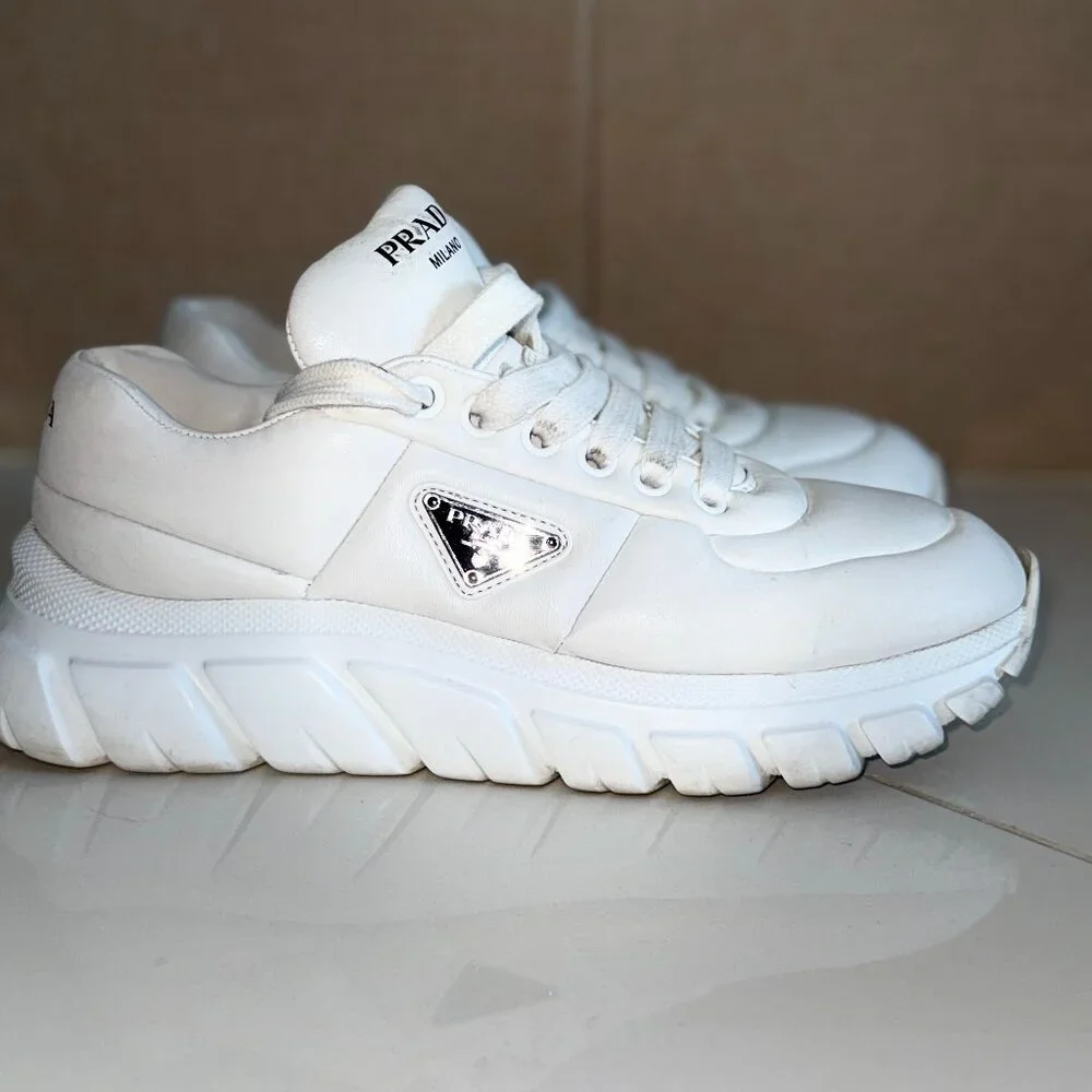 Prada Milano Chunky Sole Sneakers – White Leather – Size 40.5 (US 10) - Picture 1 of 6